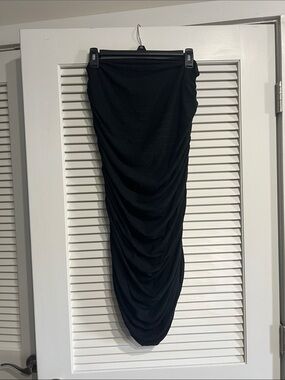 Savage Fenty, black Ruched Midi Skirt - Women